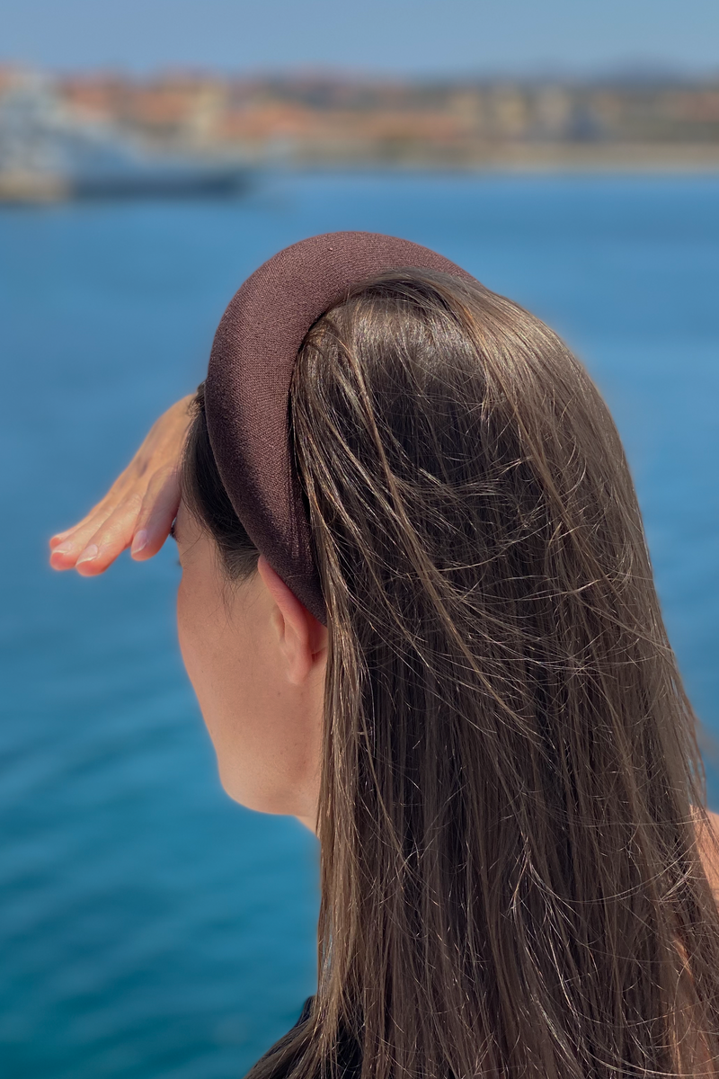 LINEN HEADBAND - BROWN