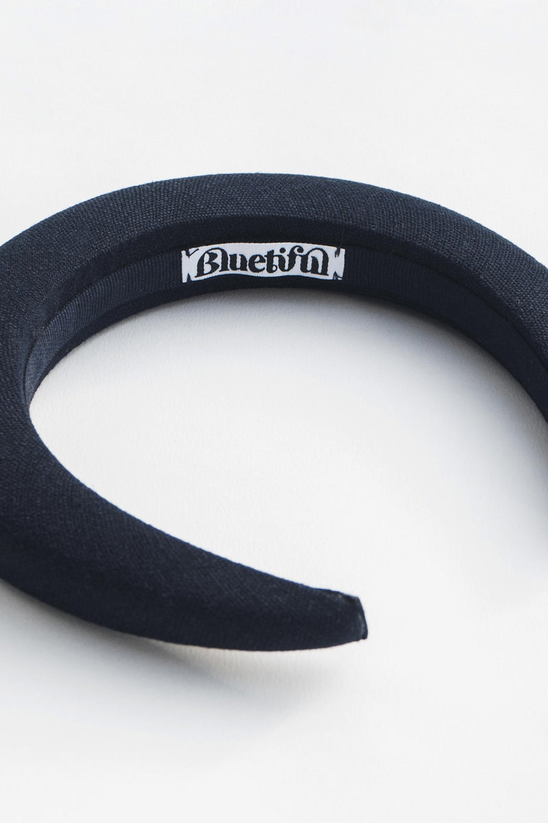 LINEN HEADBAND - DARK BLUE
